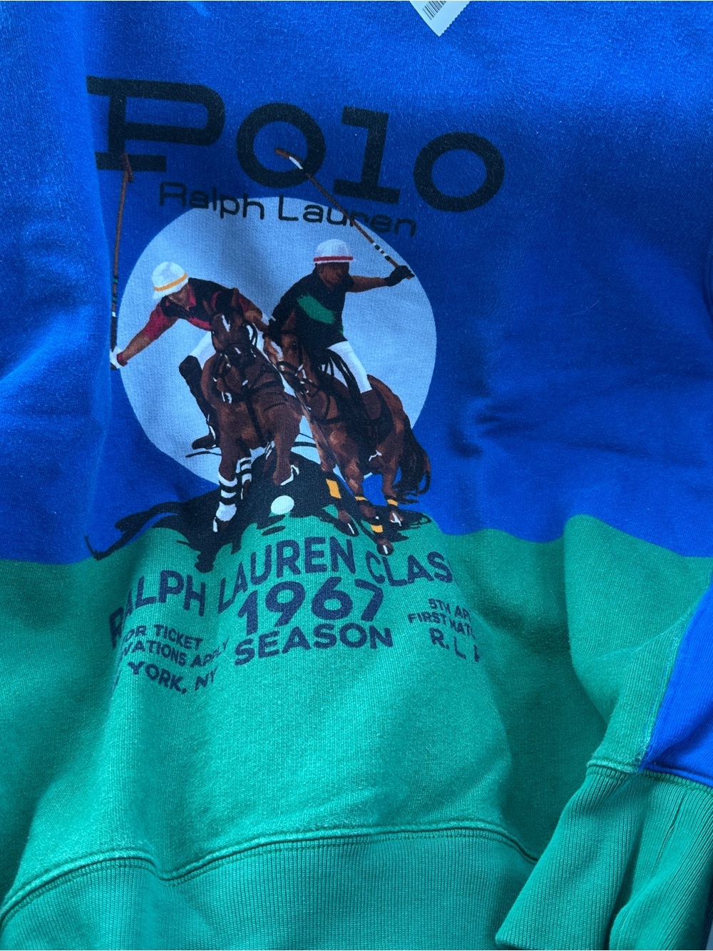 Polo Ralph Lauren Colorblock Player Horse NY Match Fleece Sweater Sweatshirt